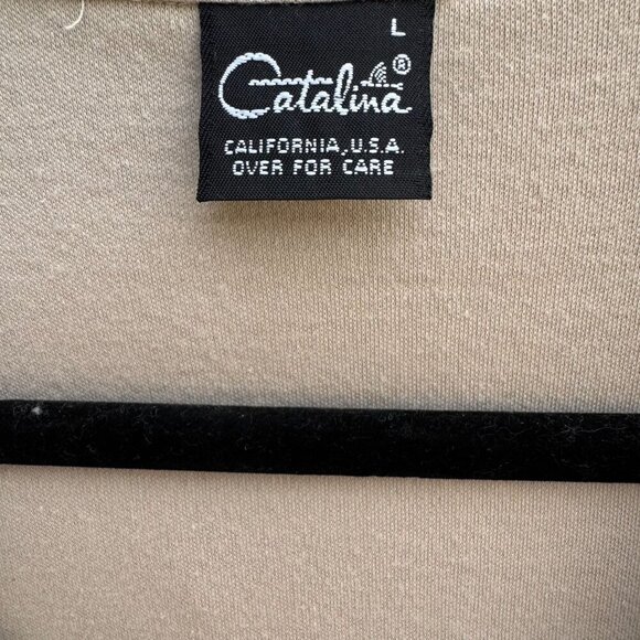 Catalina Vintage 60s 70s Womens Tan Sailor Collar Sleeveless Nautical Shirt L - Picture 3 of 7